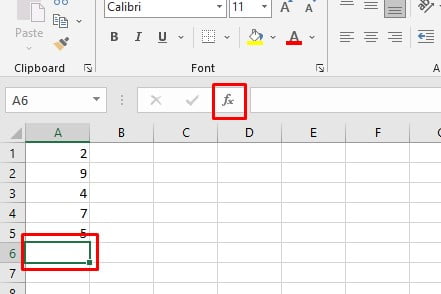 Insert Function in excel