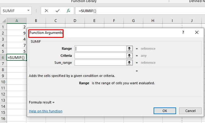 Insert Function in excel