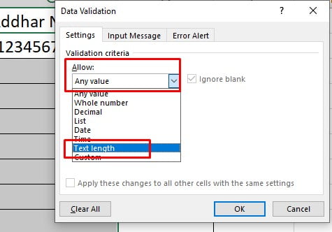 Text Length Settings