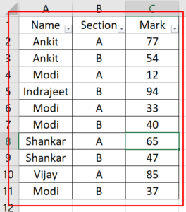 Clearing Filter in Excel