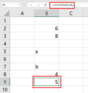 CountA function in Excel