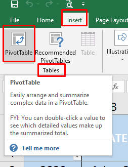 Pivot Option in Excel