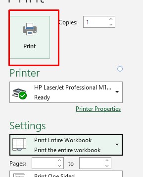 Print Option in Excel