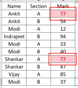 Finding Duplicate Value using Conditional Formatting in Excel