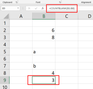 COUNTBLANK Function in Excel