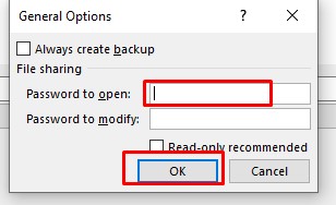 Password protect in Excel