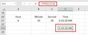 Date and time function in excel