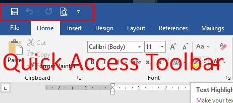 Quick Access Toolbar in Word