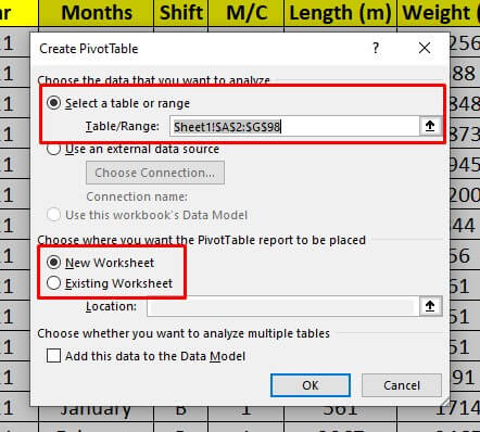 Pivot table menu in excel