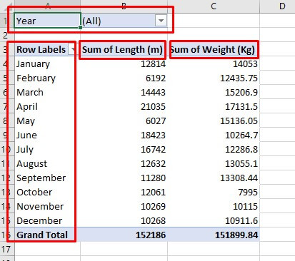 Report in Pivot Table