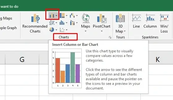 Insert Column Chart