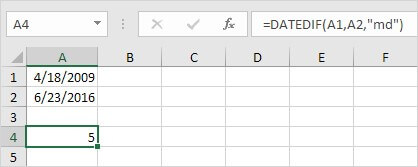 Datedif Function in Excel